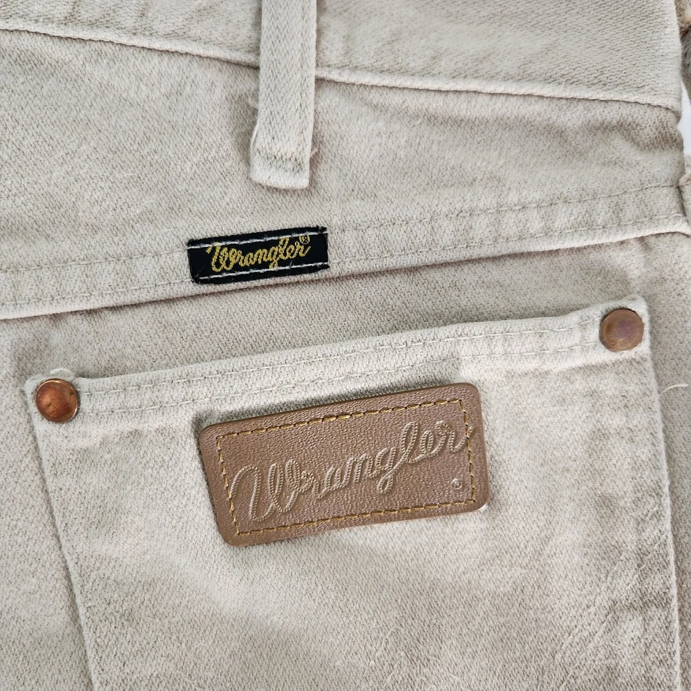 *SOLD* Wrangler Cowboy Cut Tan Khaki Twill High Rise Straight Leg Jeans Size 29 - Picture 5 of 6